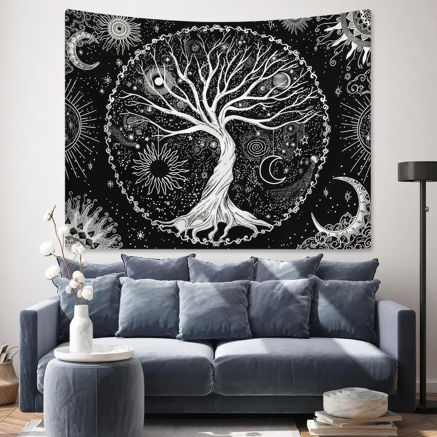 Levensboom wandtapijt zon maan Casa - Accessoires en Decoratie Naty Shop
