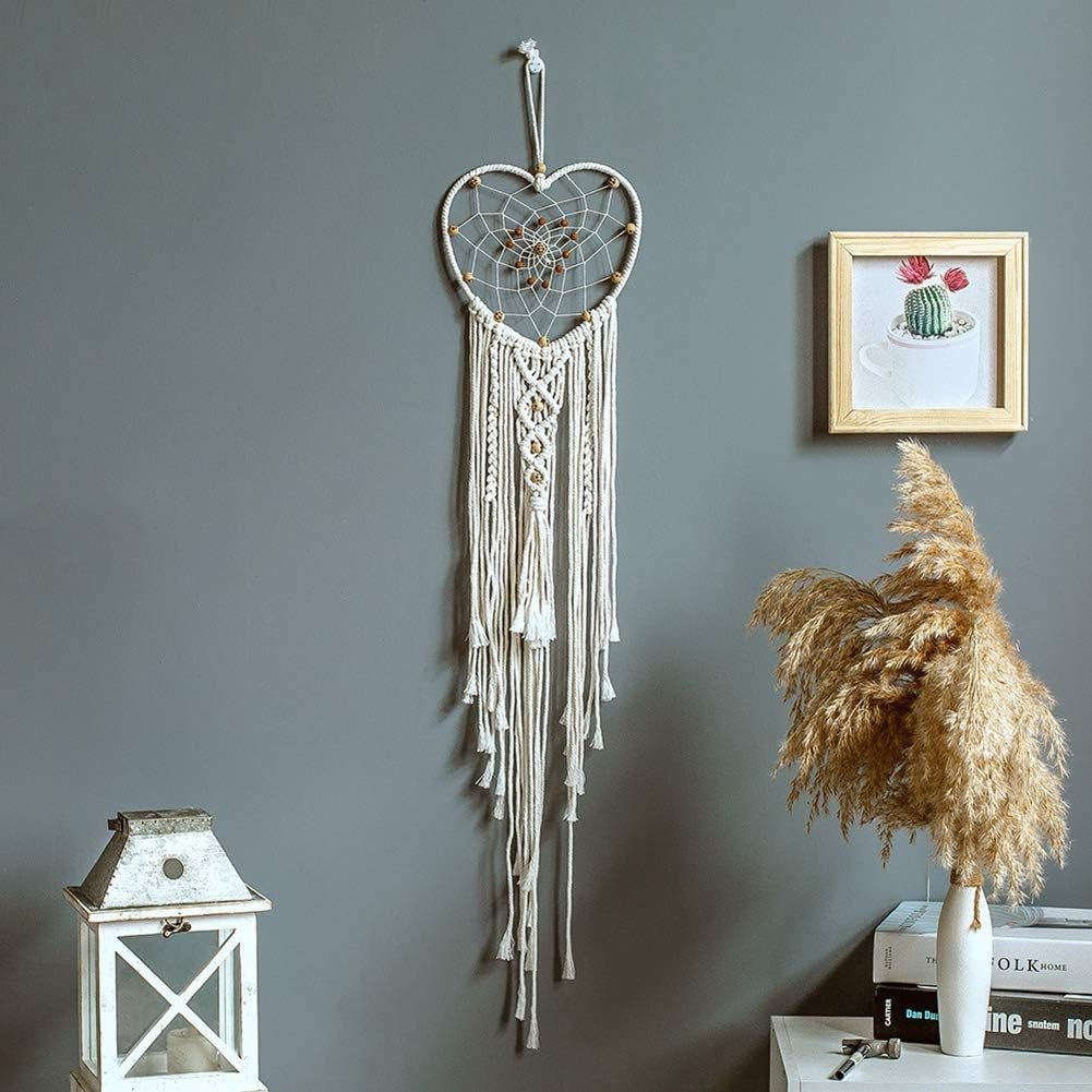 Decoratief wandkleed dromenvanger geweven witte wanddecoratie Wonen - Accessoires en Decoratie Naty Shop Hart van liefde