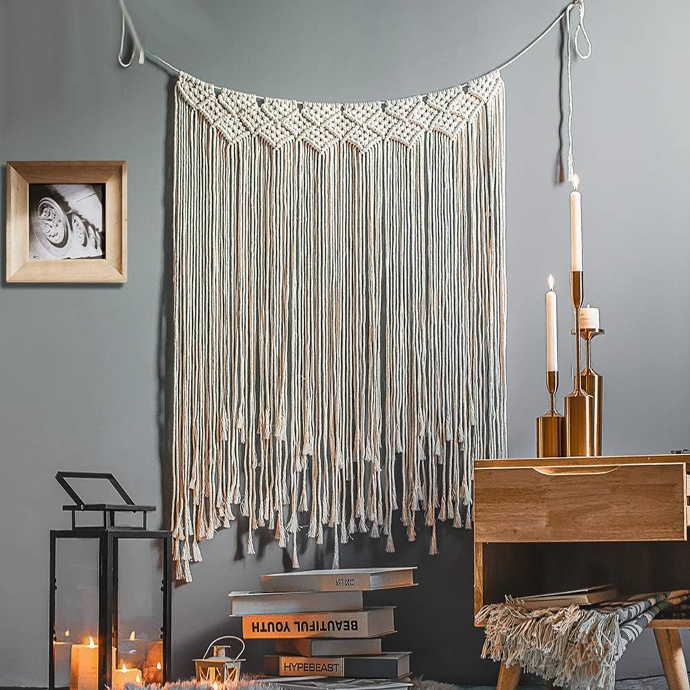 Decoratief wandkleed dromenvanger geweven witte wanddecoratie Home - Accessoires en Decoratie Naty Shop Franjegordijn