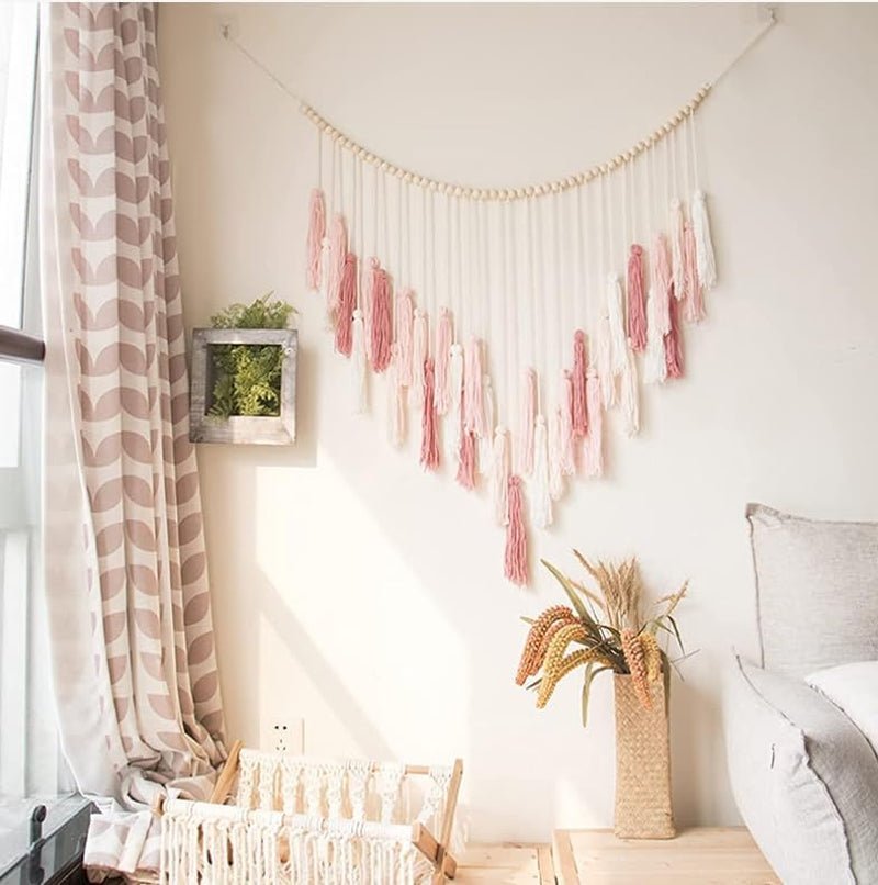 Wandtapijt deco hangend geweven pastorale houten kraal Home - Accessoires en Decoratie Naty Shop