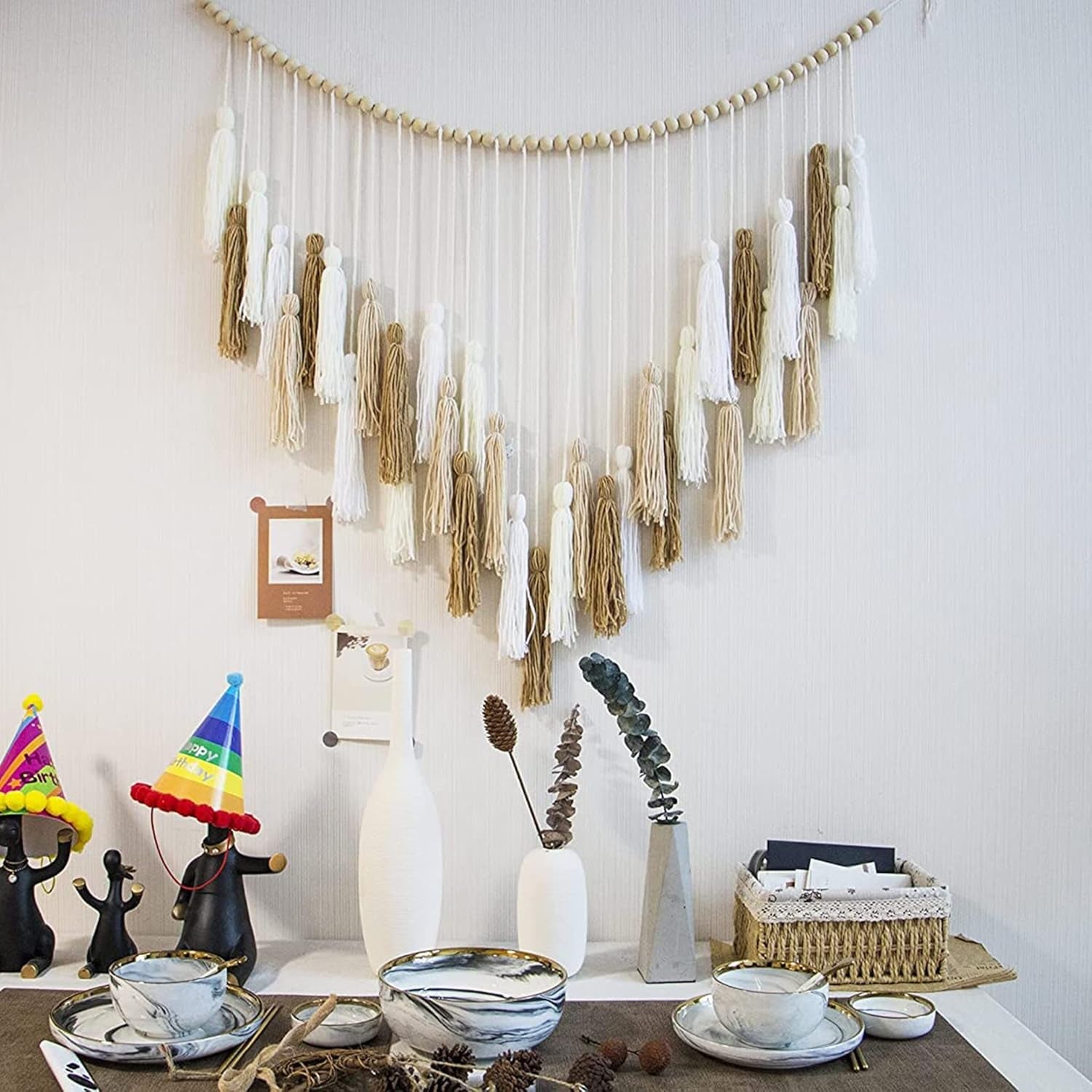 Wandtapijt deco hangend geweven pastorale houten kraal Home - Accessoires en Decoratie Naty Shop