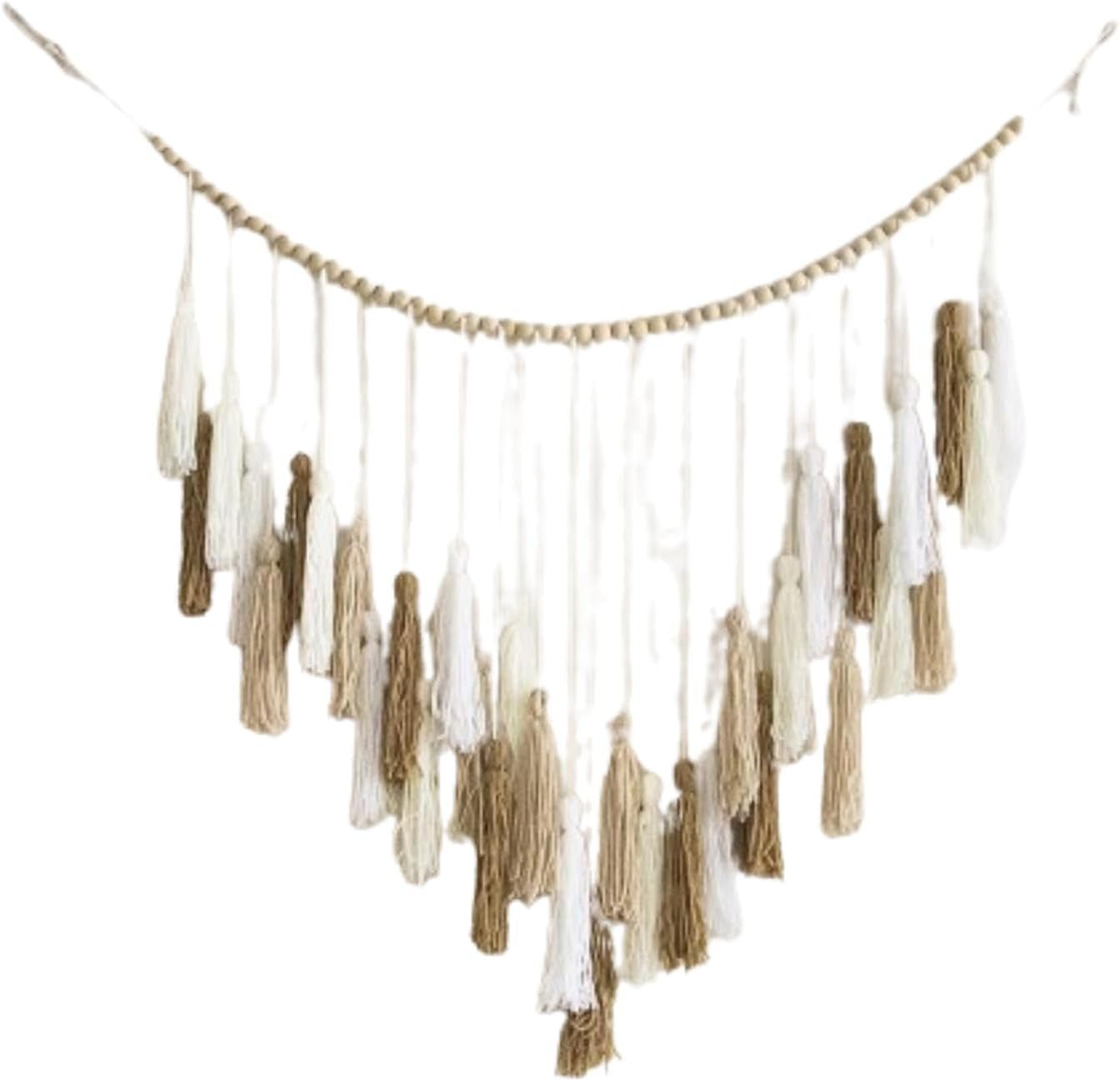 Wandtapijt deco hangend geweven pastorale houten kraal Home - Accessoires en Decoratie Naty Shop Khaki