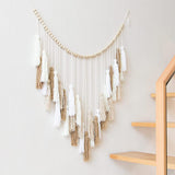Wandtapijt deco hangend geweven pastorale houten kraal Home - Accessoires en Decoratie Naty Shop