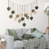Wandtapijt decoratie houten kralen bladmotief Woon - Accessoires en Decoratie Naty Shop