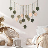 Wandtapijt decoratie houten kralen bladmotief Woon - Accessoires en Decoratie Naty Shop