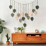 Wandtapijt decoratie houten kralen bladmotief Woon - Accessoires en Decoratie Naty Shop