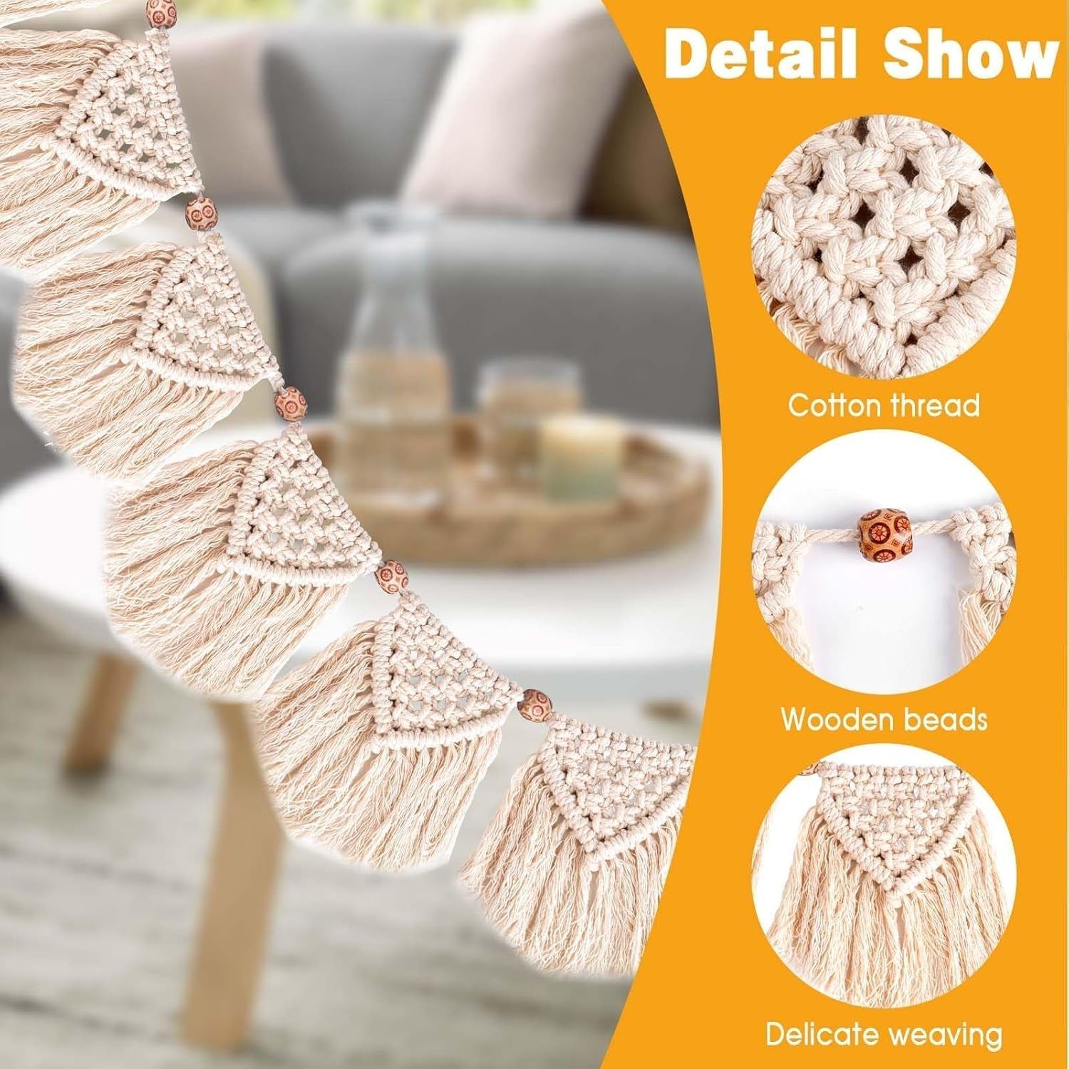 Wandtapijten decoratie handgemaakt geweven franjes led slinger Home - Accessoires en Decoratie Naty Shop