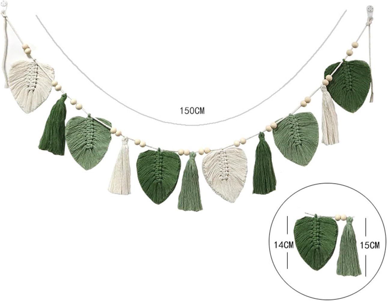 Decoratief wandtapijt geweven bladeren chique franjes Home - Accessoires en Decoratie Naty Shop