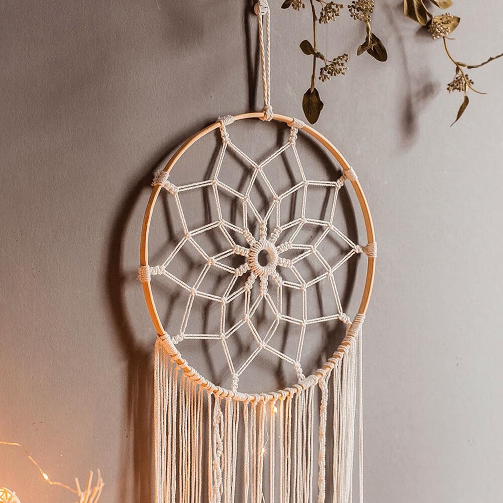Grote witte dromenvanger wandtapijt handgemaakte kwast Casa - Accessoires en Decoratie Naty Shop