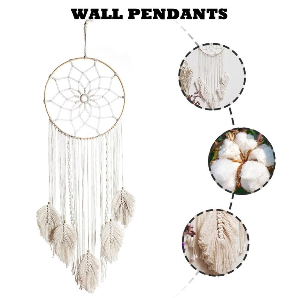 Grote witte dromenvanger wandtapijt handgemaakte kwast Casa - Accessoires en Decoratie Naty Shop