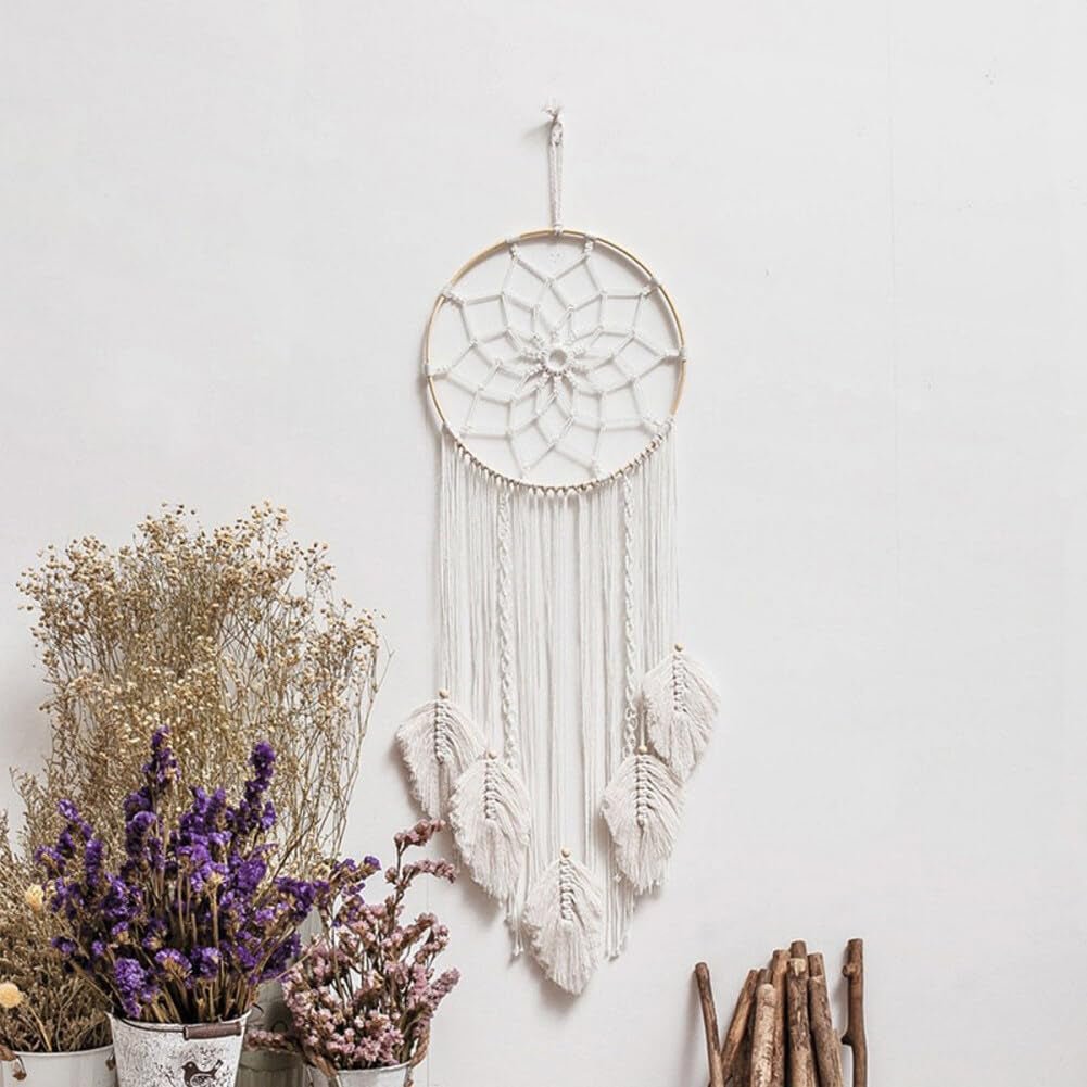 Grote witte dromenvanger wandtapijt handgemaakte kwast Casa - Accessoires en Decoratie Naty Shop