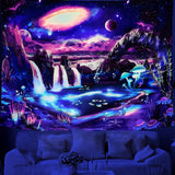 Wandtapijt dremisland blacklight paddestoel psychedelische reactieve galaxy muur Home - Accessoires en Decoratie Naty Shop Calea Lactee 150L X 130B Cm