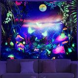 Wandtapijt dremisland blacklight paddestoel psychedelische reactieve galaxy muur Home - Accessoires en Decoratie Naty Shop Luna 150L X 130B Cm