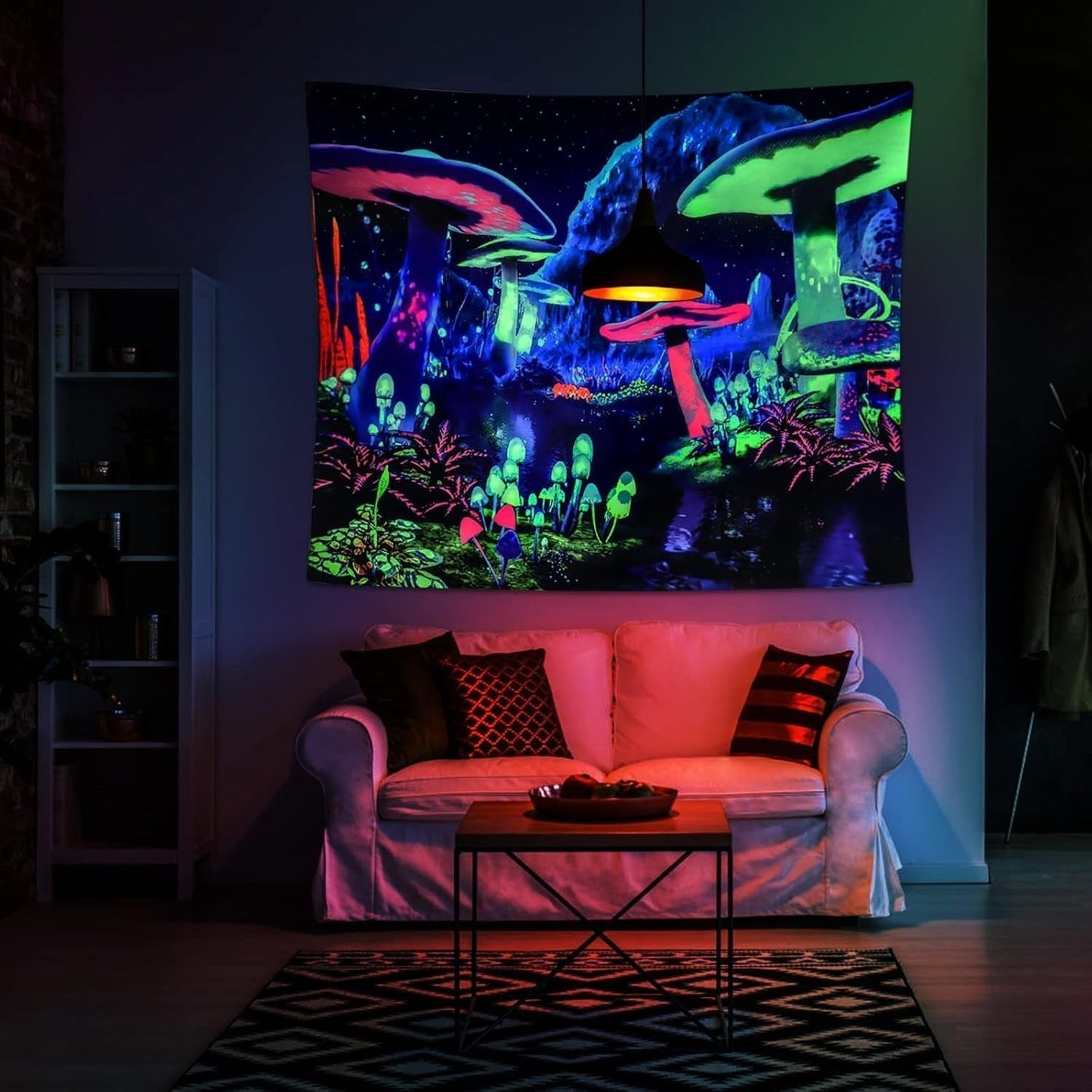 Wandtapijt dremisland blacklight paddestoel psychedelische reactieve galaxy muur Huis - Accessoires en Decoratie Naty Shop