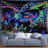 Wandtapijt dremisland blacklight paddestoel psychedelische reactieve galaxy muur Huis - Accessoires en Decoratie Naty Shop