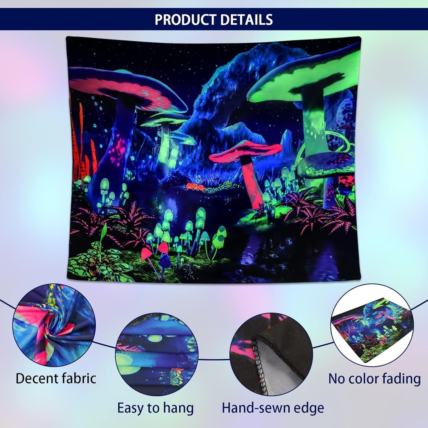 Wandtapijt dremisland blacklight paddestoel psychedelische reactieve galaxy muur Huis - Accessoires en Decoratie Naty Shop