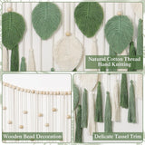 Dremisland wandtapijt grote beige groene bladeren kwastjes Home - Accessoires en Decoratie Naty Shop