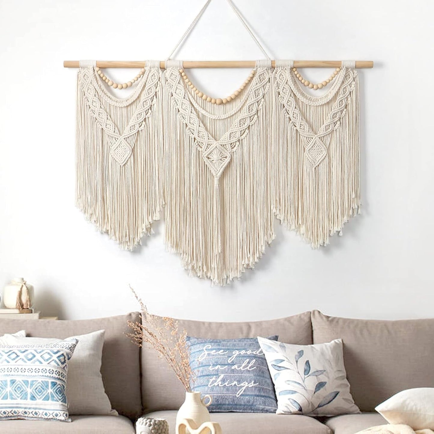 Wandtapijt dremisland groot deco geweven beige Casa - Accessoires en Decoratie Naty Shop
