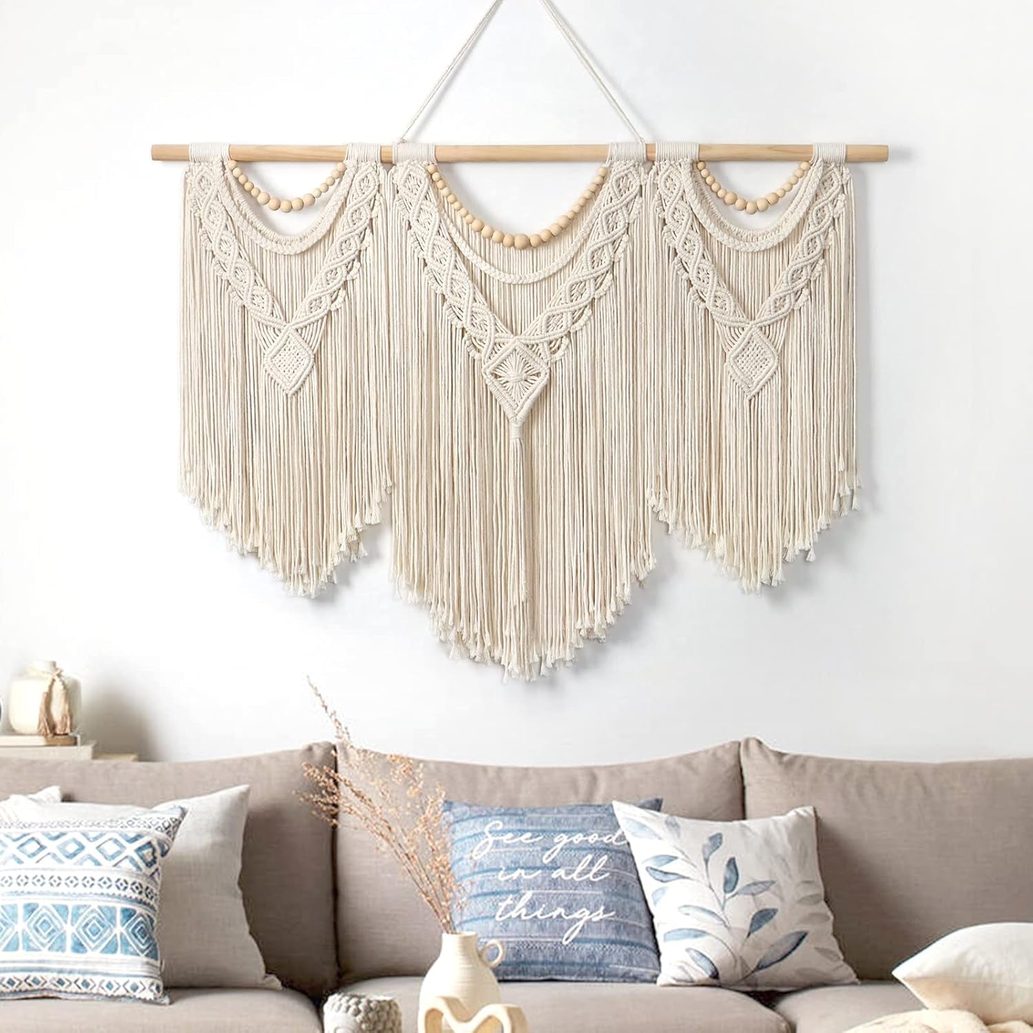 Wandtapijt dremisland groot deco geweven beige Casa - Accessoires en Decoratie Naty Shop