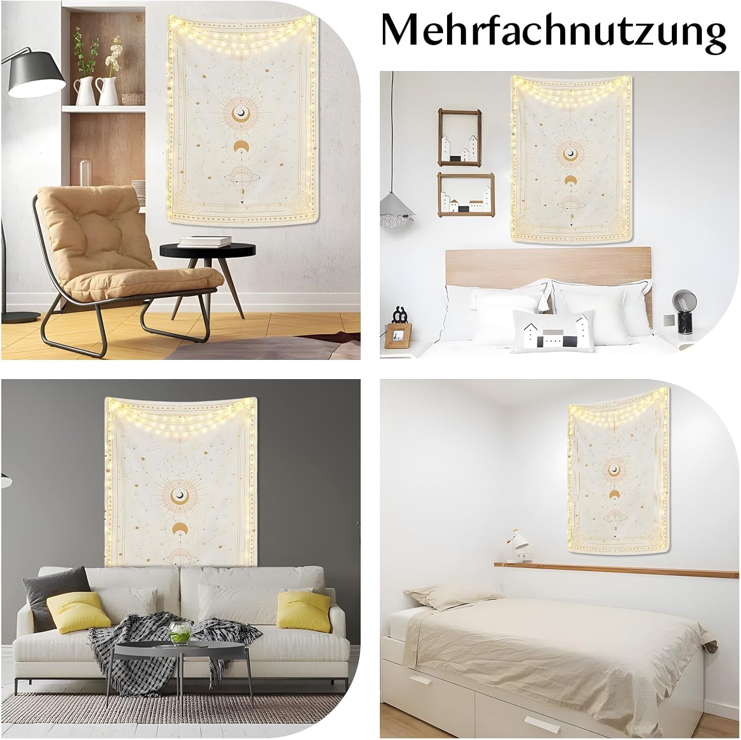 Wandtapijt maanstanden mysterie sterrenbeeld Wonen - Accessoires en Decoratie Naty Shop