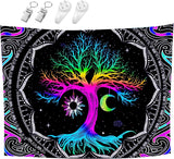 Wandtapijt fluorescerende boom leven psychedelische maan Home - Accessoires en Decoratie Naty Shop