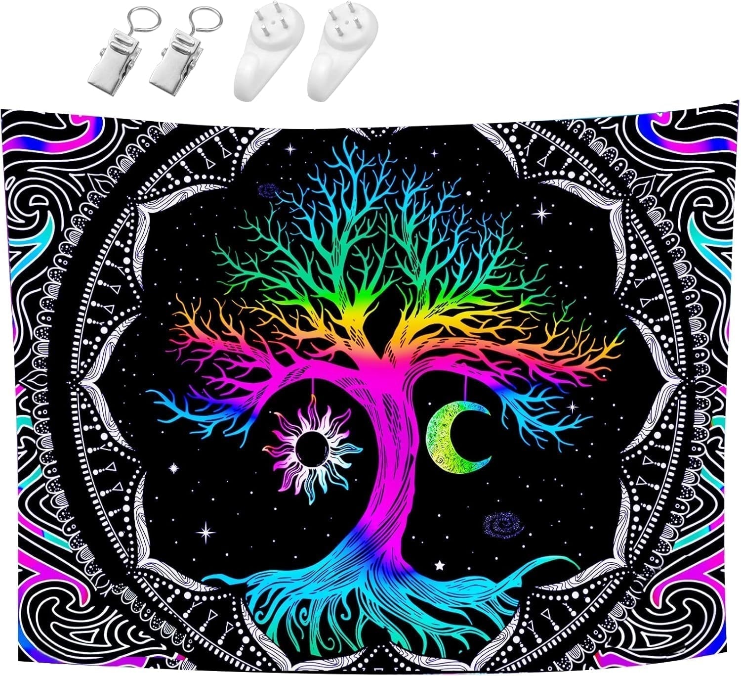 Wandtapijt fluorescerende boom leven psychedelische maan Home - Accessoires en Decoratie Naty Shop