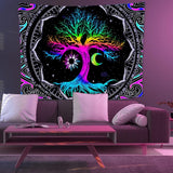 Wandtapijt fluorescerende boom leven psychedelische maan Home - Accessoires en Decoratie Naty Shop