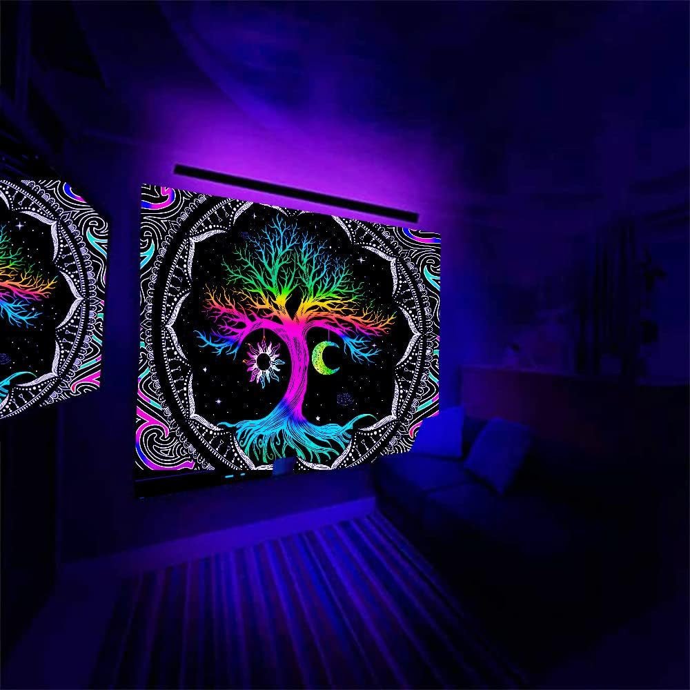 Wandtapijt fluorescerende boom leven psychedelische maan Home - Accessoires en Decoratie Naty Shop