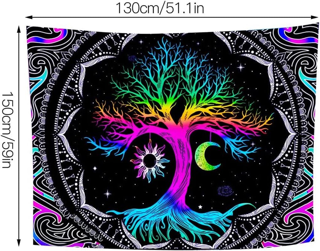 Wandtapijt fluorescerende boom leven psychedelische maan Home - Accessoires en Decoratie Naty Shop