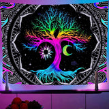 Wandtapijt fluorescerende boom leven psychedelische maan Home - Accessoires en Decoratie Naty Shop Standaardtitel