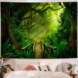 Wandtapijt bosgroen hangend buiten Huis - Accessoires en Decoratie Naty Shop