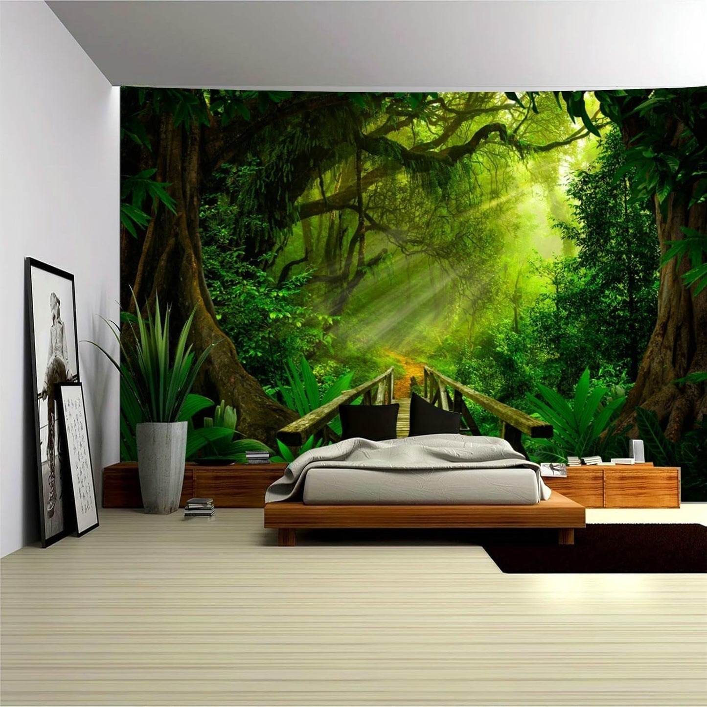 Wandtapijt bosgroen hangend buiten Huis - Accessoires en Decoratie Naty Shop