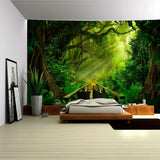 Wandtapijt bosgroen hangend buiten Huis - Accessoires en Decoratie Naty Shop