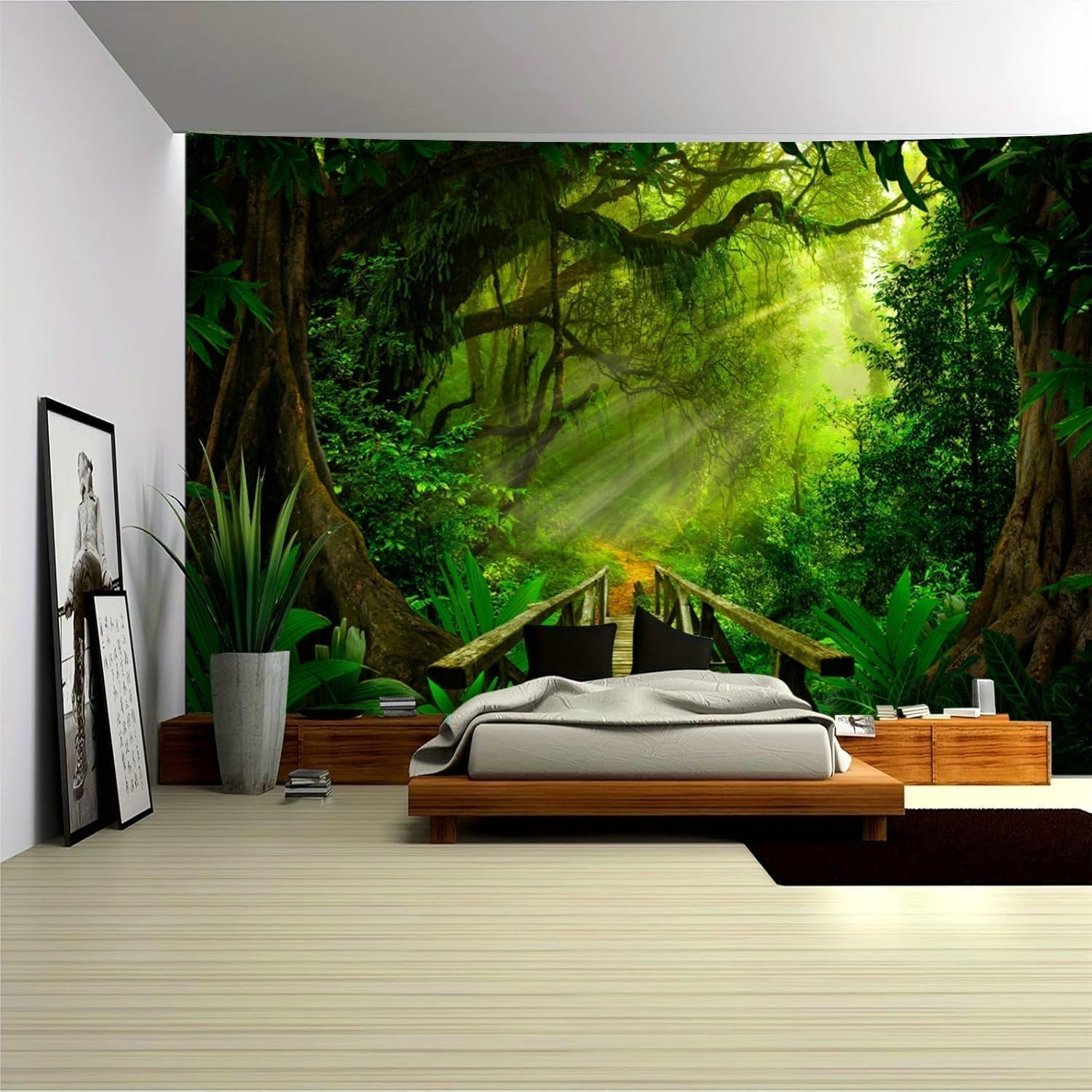 Wandtapijt bosgroen hangend buiten Huis - Accessoires en Decoratie Naty Shop