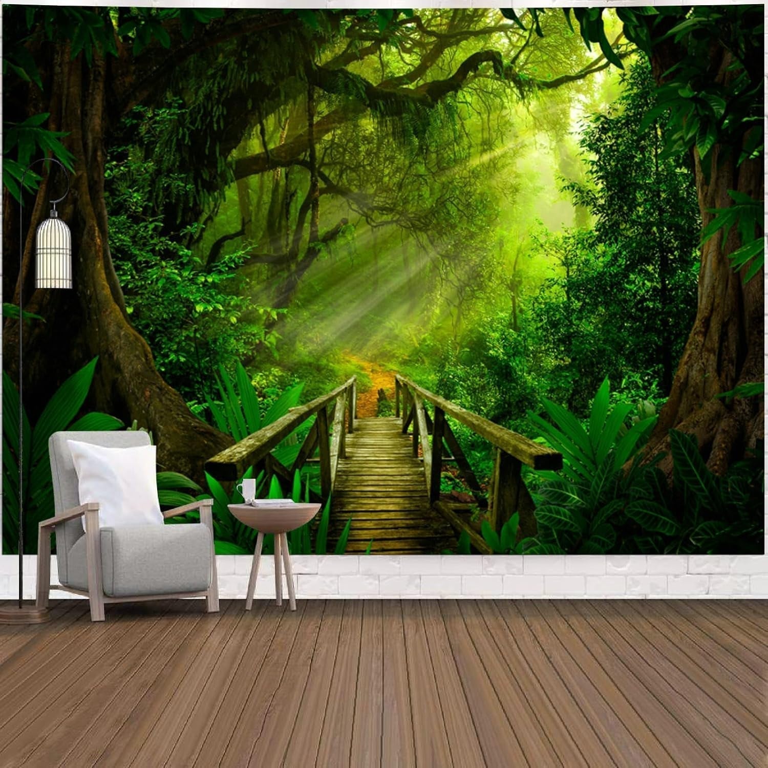 Wandtapijt bosgroen hangend buiten Huis - Accessoires en Decoratie Naty Shop