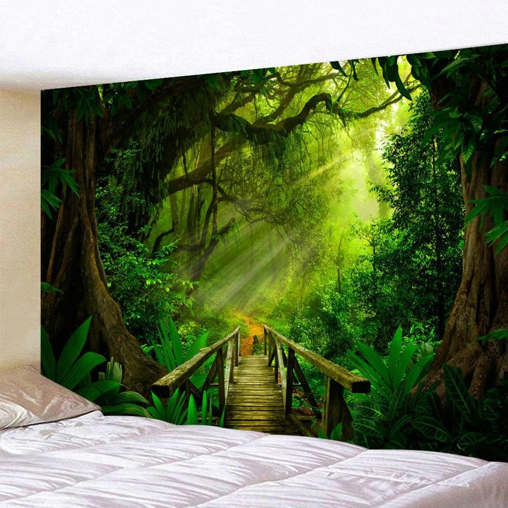 Wandtapijt bosgroen hangend buiten Huis - Accessoires en Decoratie Naty Shop