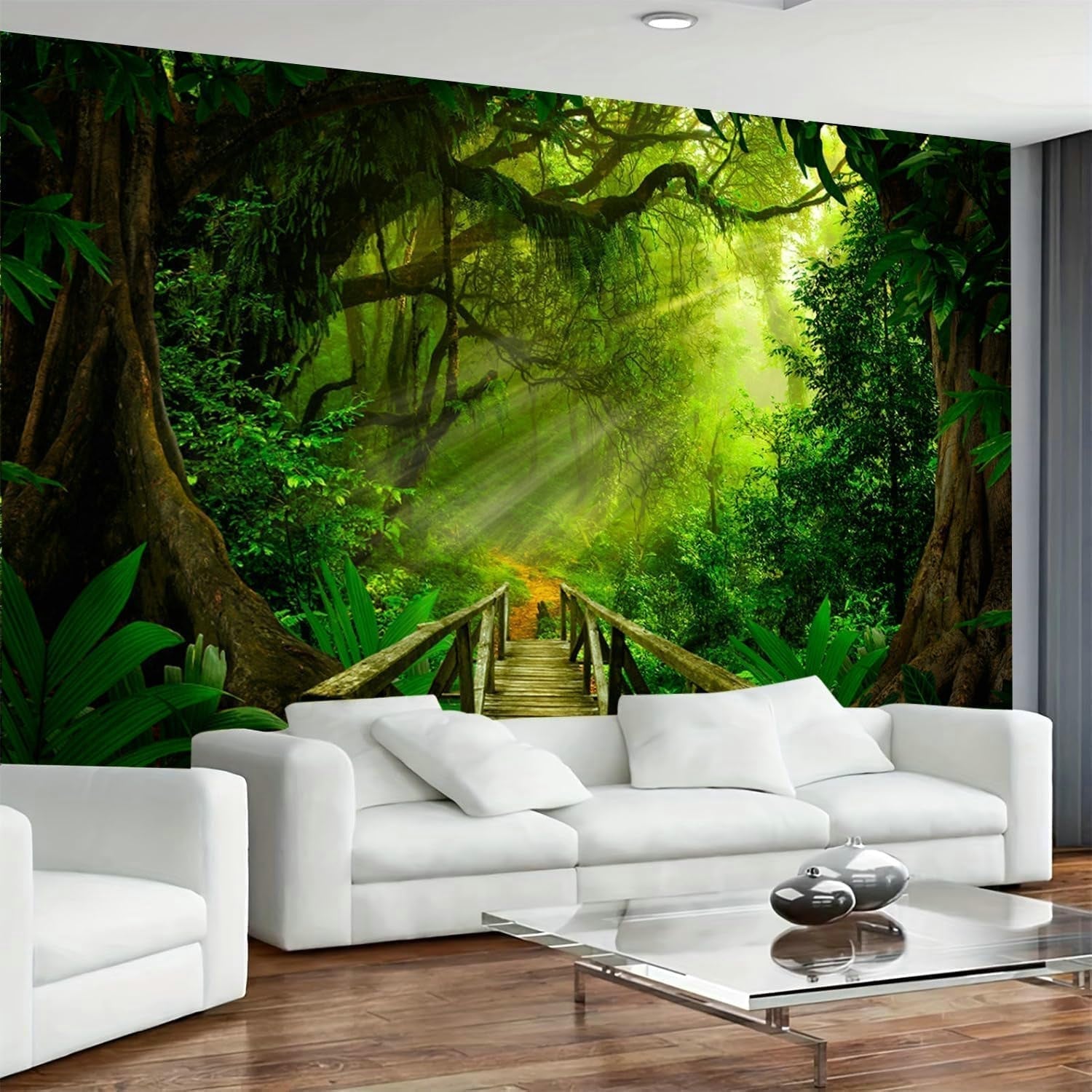 Wandtapijt bosgroen hangend buiten Huis - Accessoires en Decoratie Naty Shop