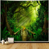 Wandtapijt bosgroen hangend buiten Huis - Accessoires en Decoratie Naty Shop 240L X 260B Cm