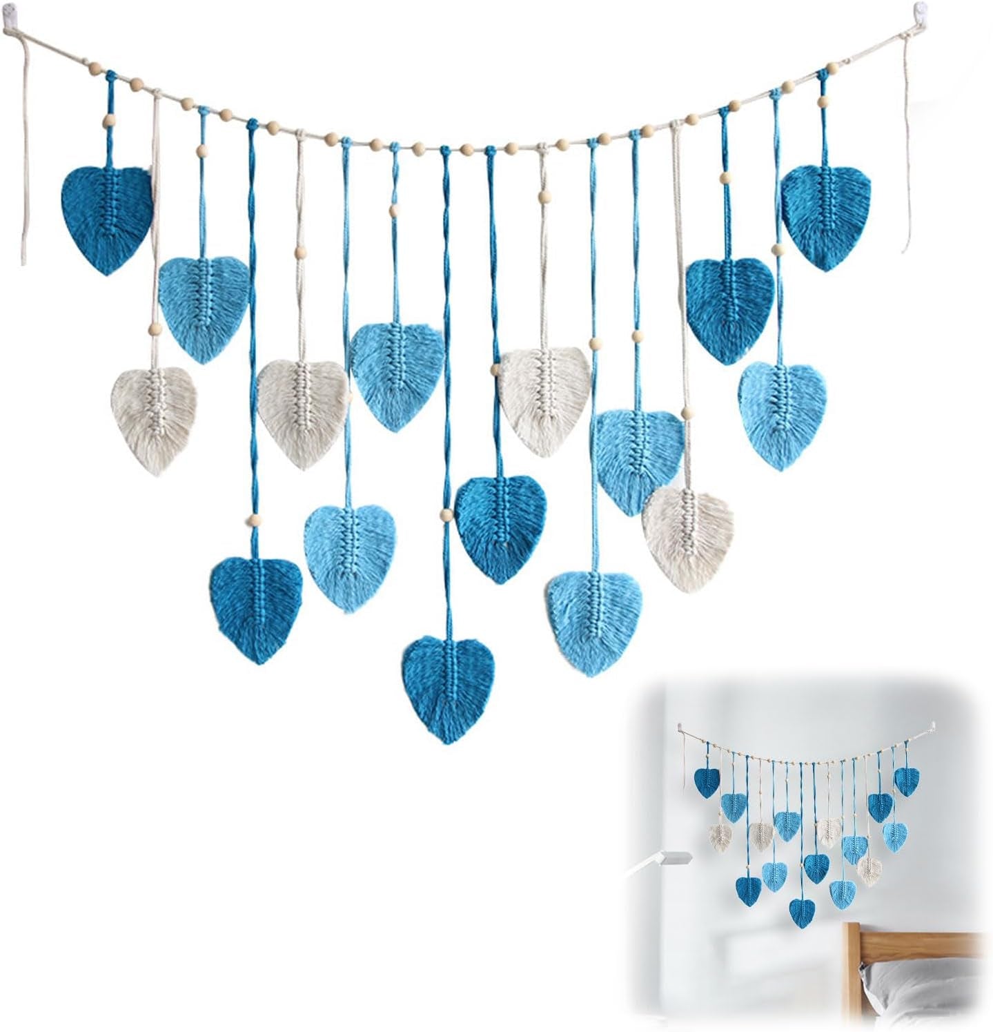 Groot geweven bladtapijt voor de dameskamer Woon - Accessoires en Decoratie Naty Shop Blauw