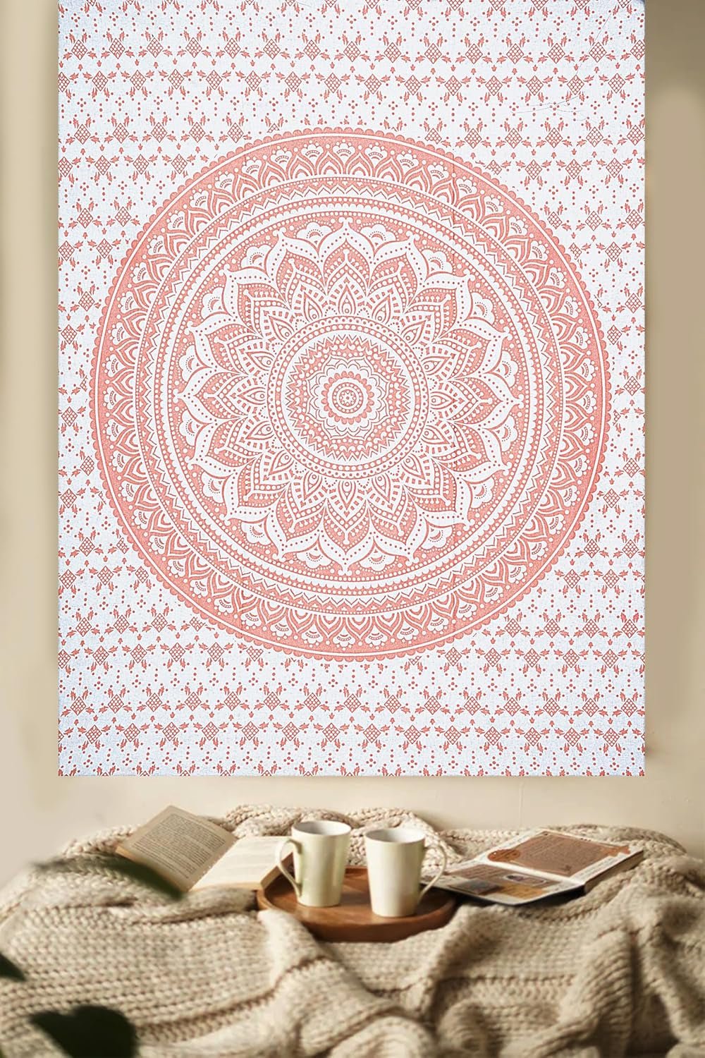 Gemeubileerd finesse roze mandala wandtapijt Home - Accessoires en Decoratie Naty Shop