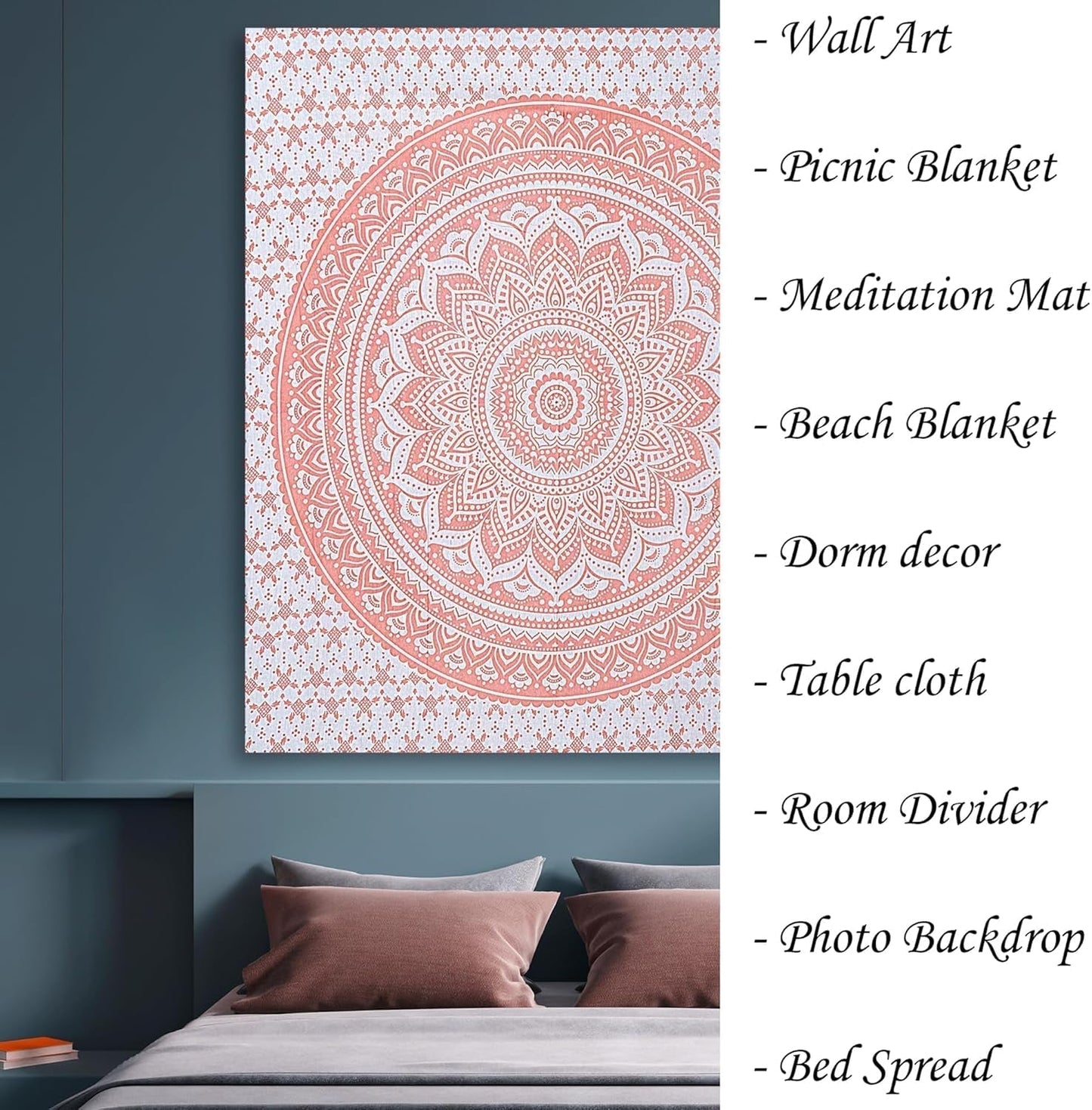 Gemeubileerd finesse roze mandala wandtapijt Home - Accessoires en Decoratie Naty Shop