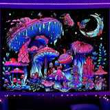 Wandtapijt galaxy zwart licht sterrenhemel reactief blauw Wonen - Accessoires en Decoratie Naty Shop Paddestoel 200L X 150B Cm