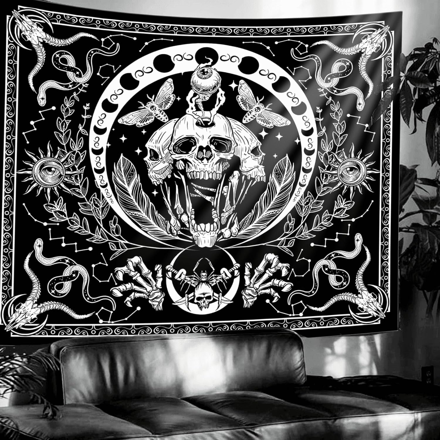 Wandtapijt gothic halloween banner zwart wit Home - Accessoires en Decoratie Naty Shop Standaardtitel
