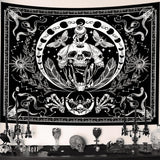 Wandtapijt gotische halloween banner zwart wit Wonen - Accessoires en Decoratie Naty Shop