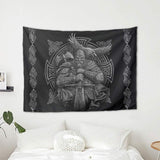 Wandtapijt grijs viking odin bijl zwaard raaf kruis Home - Accessoires en Decoratie Naty Shop