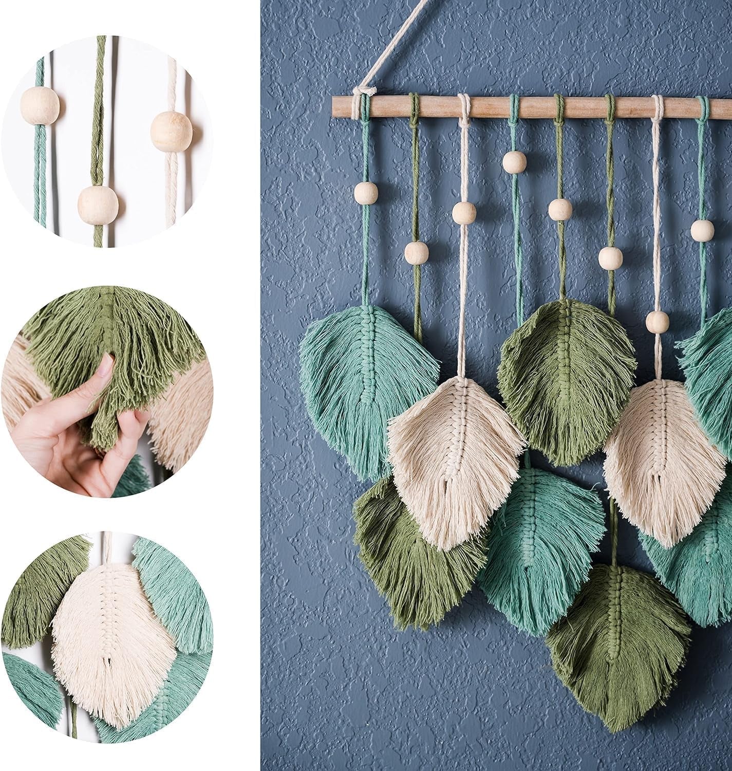Handgemaakt hangend wandtapijt geweven bladeren tot aan het Huis - Accessoires en Decoratie Naty Shop