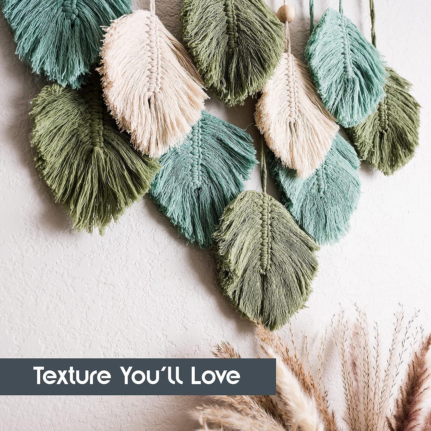 Handgemaakt hangend wandtapijt geweven bladeren tot aan het Huis - Accessoires en Decoratie Naty Shop