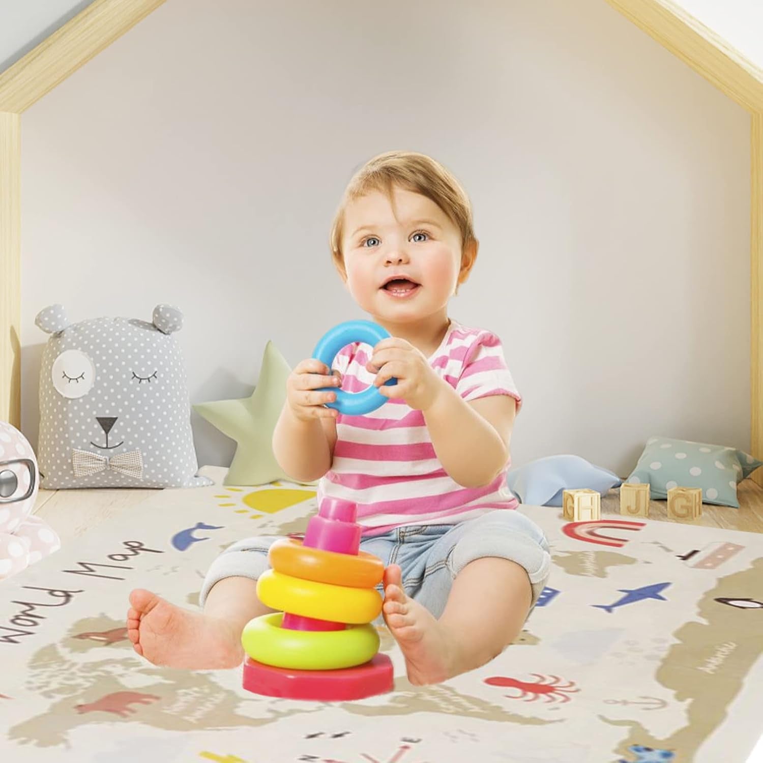 Haokaini wandtapijt wereldkaart babybed foto Huis - Accessoires en Decoratie Naty Shop