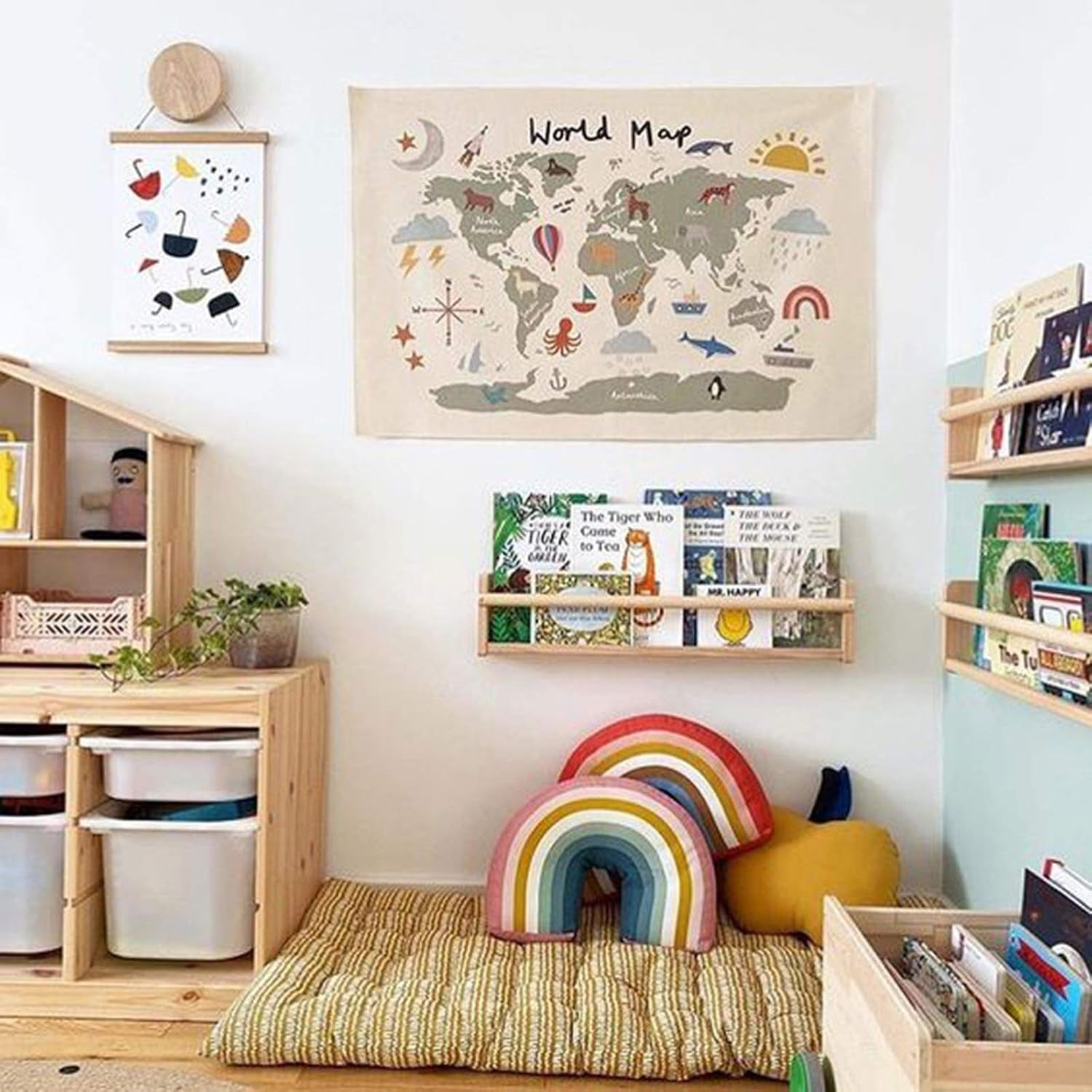 Haokaini wandtapijt wereldkaart babybed foto Huis - Accessoires en Decoratie Naty Shop