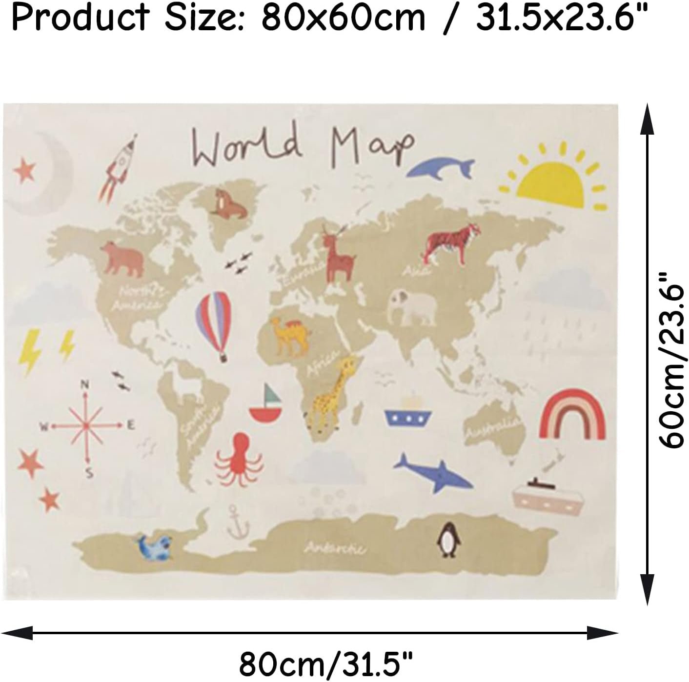 Haokaini wandtapijt wereldkaart babybed foto Huis - Accessoires en Decoratie Naty Shop